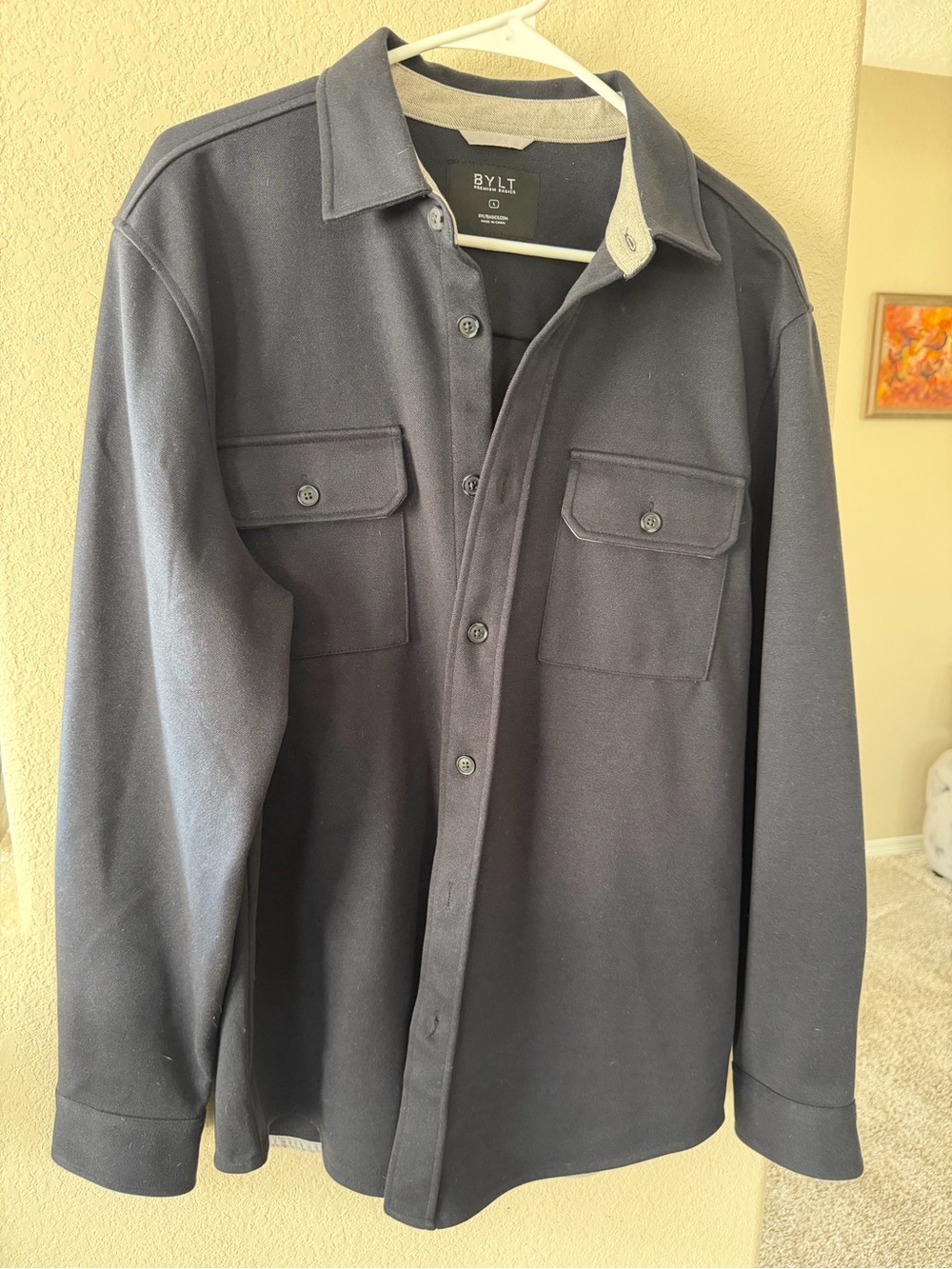 BYLT Basics Navy Button-Up Overshirt with Chest Pockets